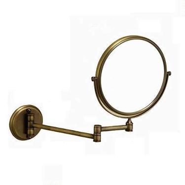 Imagem de Espelho de maquiagem para banheiro de 20 cm montado na parede de latão ampliação 3X dupla face giratório para barbear braços dobráveis estendidos