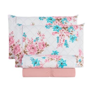 Imagem de Jogo de lençol 4 Peças Algodão Percal 180 fios Ponto Palito Estampado Solteiro Casal Queen King(Jade,Solteiro 3 peças)