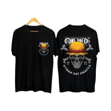 Imagem de Camiseta Branca Masculina De Manga Curta One Piece Distro, Melhor Vend