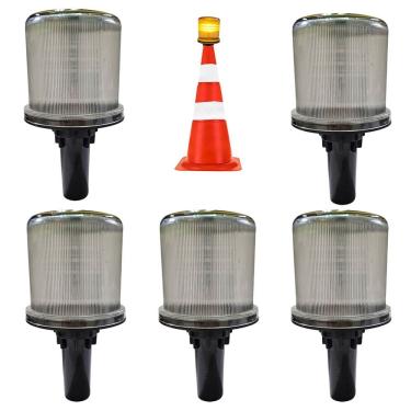 Imagem de Sinalizador Solar Viario Kit 5 Uni Rodovia Rua Estrada Alerta Cone Emergencia Obra