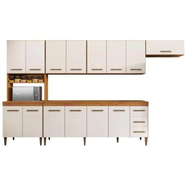 Imagem de Cozinha Completa Atenas 14 Portas 3 Gavetas Nature Off Kaiki Móveis