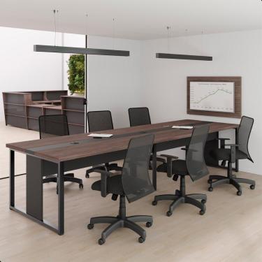 Imagem de Mesa De Reunião Com Painel 6 Lugares Veneza Freijó Preto