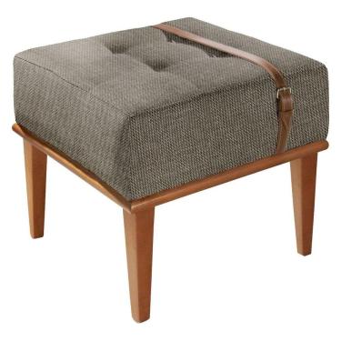 Imagem de Puff Em Linho Quadrado Yarin Linho Cinza