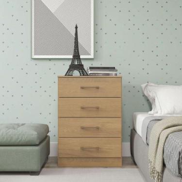 Imagem de Cômoda Para Quarto 4 Gavetas 93cm Menu Móveis Carvalho