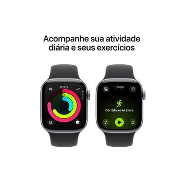 Imagem de Apple Watch Series 11 GPS+ Cellular 42mm Cinza-Espacial Pulseira M/G Esportiva Preta