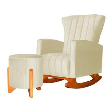 Imagem de Poltrona Com Balanço E Puff Melinda Suede Marfim Ms Decor - Não Inform