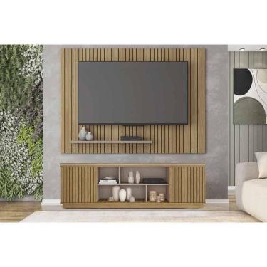 Imagem de Rack Bancada C/ Painel P/ Tv Até 70 Pol Simetria/aegon Lamina Mel/cacao - Caemmun