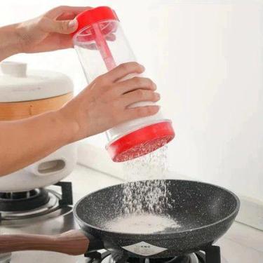 Imagem de Misturador Peneira Copo Farelo Funil Cozinha Dosador Pó Rotativa Farin