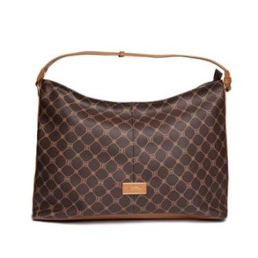 Imagem de Bolsa Feminina Rafitthy Tiracolo Grande Monograma Marrom-Feminino