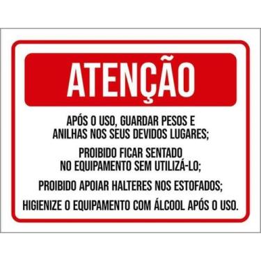 Imagem de Kit 10 Placa Guarpesos Anilhas Sentar 27X35 - Sinalizo