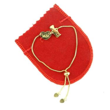 Imagem de Pulseira Feminina 16/20Cm Mãe + 1 Menino Folheada Ouro Pl474