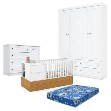 Imagem de Quarto de Bebê Americano 4 Portas com Berço Americano Multifuncional F