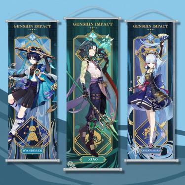 Imagem de Conjunto de pintura de parede Genshin Impact 3 painéis 25x75cm