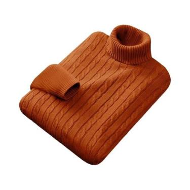 Imagem de Suéter Masculino De Gola Alta Tricotado, Quente E Casual, Pullover De 