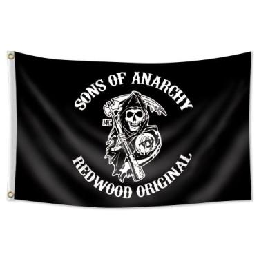 Imagem de Tapeçaria Sons of Anarchy Flag Poliéster 100x150cm Decoração de parede