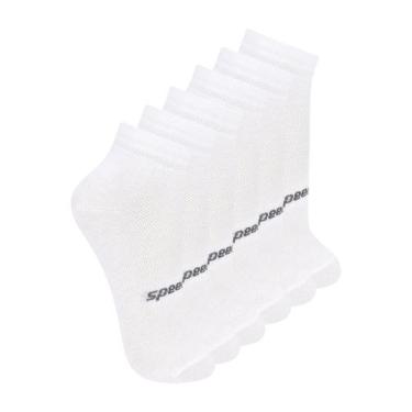 Imagem de Kit com 6 Pares de Meias Esportiva Cano Curto Speedo 8033, Branco, 33-