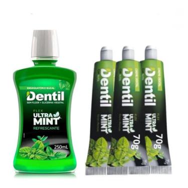 Imagem de Kit Dentil 3 Pastas sem Flúor e 1 Enxaguante Ultra Mint 250ml Promoção