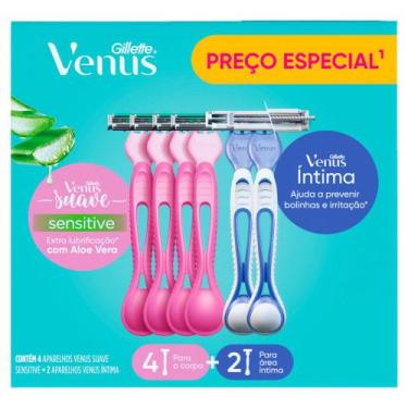 Imagem de Aparelhos para Depilar Gillette Venus Suave Sensitive 4 Unidades e Apa