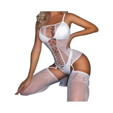Imagem de Conjunto De Lingerie Sexy Feminina De Verão: Body De Rede Sem Entreper