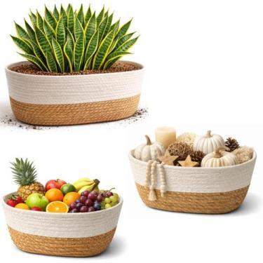 Imagem de Kit 3 Cesto Mesclado P M G Fibra Natural Sala Quarto Casa - Paramount