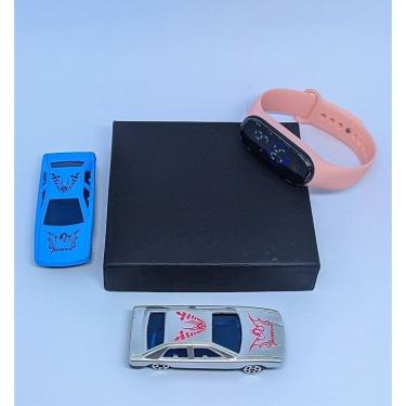 Imagem de Kit Relógios Infantil Digital Meninos Meninas Esportivo Display Led + Mini Carrinho Carro Miniaturas plastico Diversão