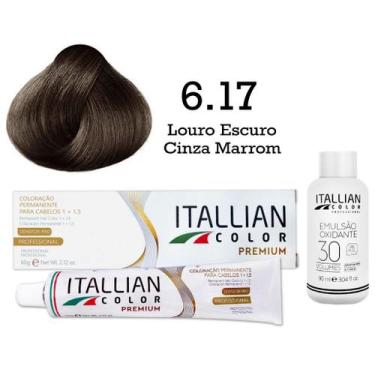 Imagem de Kit Coloração Itallian Color 6.17 Louro Escuro Cinza Marrom + Oxi 30