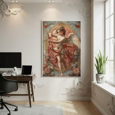 Imagem de Quadro Decorativo Anjinho Do Amor 70x50cm Mold Branca