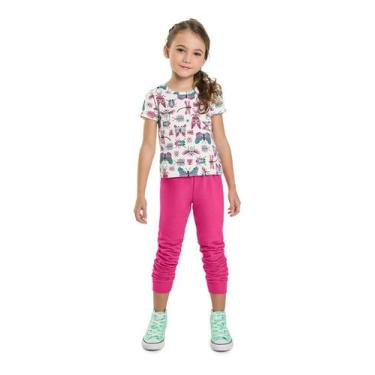 Imagem de Calça jogger infantil menina em moletinho Brandili Rosa, Rosa, 12