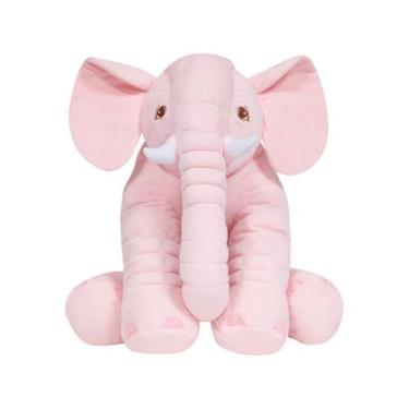 Imagem de Almofada Pelúcia Infantil Elefante Gigante Rosa 60cm 7562 Buba, Rosa, 