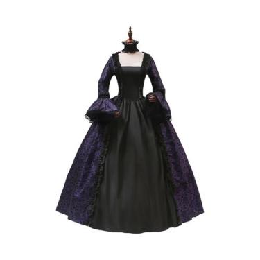 Imagem de Vestido De Cosplay Floral Gótico Vitoriano Estilo Maria Antonieta Para