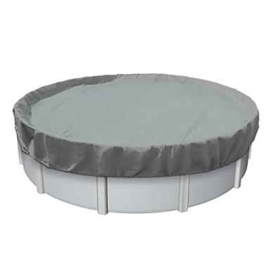 Imagem de E&K Capa de piscina redonda de 40 cm para piscinas acima do solo de 30 cm acima do solo cobertura de piscina redonda lona de proteção de segurança resistente, cinza claro