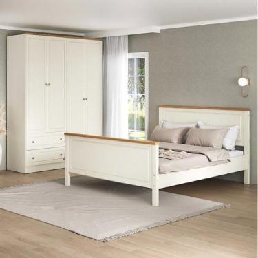 Imagem de Conjunto Cama Queen Guarda-Roupa 4 Portas Ananda CabeCasa MadeiraOrigi