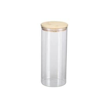 Imagem de Pote Borea Oikos Redondo de Vidro com Tampa de Bambu Hermética 1,6L