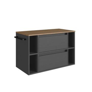 Imagem de Gabinete de Banheiro Suspenso 80cm  com 4 Nichos 1 Toalheiro 1 Porta e 1 Gaveta Marrom/Grafite - BH8010MG