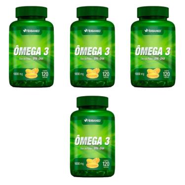 Imagem de Kit 4x Ômega 3 EPA 540mg DHA 360mg 4x120 cáps Herbamed-Unissex