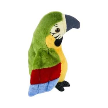 Imagem de Brinquedo De Pelúcia Papagaio Macaw Falante Que Repete O Que Você Diz 