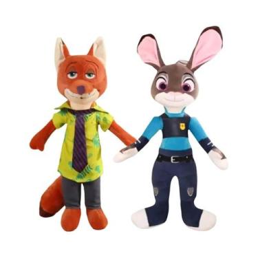 Imagem de Boneco De Pelúcia Kawaii Zootopia Nick Wilde E Judy Hopps 30cm-40cm, D
