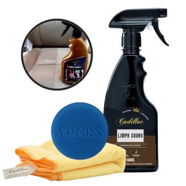 Imagem de Kit Limpa Couro Cadillac 500ml + Pano Cadillac + Aplicador Limpador De