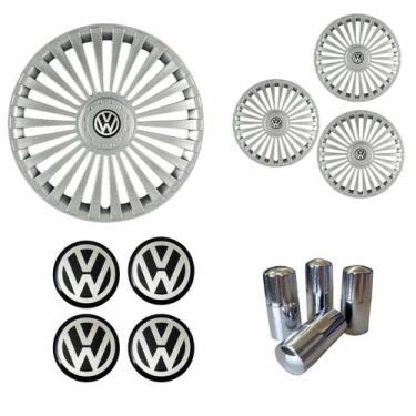 Imagem de Jogo Calota Aro 15 Europa Premium Volkswagen + Emblema Resinado + Tamp