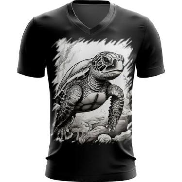 Imagem de Camiseta Gola V de Tartaruga Marinha Desenhada 1 - Kasubeck Store®, IN