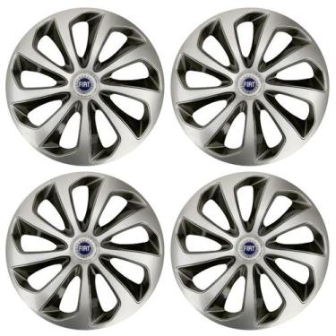 Imagem de Jogo Calota Velox 15 Prata Preto Punto Stilo Doblo P - Garagem Online 