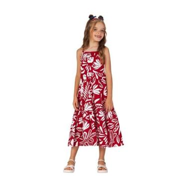 Imagem de Vestido Infantil Longo Fresquinho Vermelho e Branco - Kyly, 10