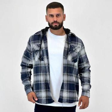 Imagem de Camisa Mormaii Xadrez Flanela com Capuz Manga Longa Masculina, G, Mari