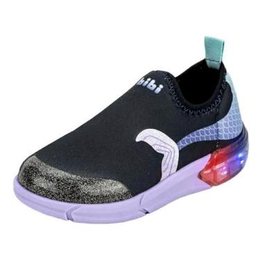 Imagem de Tênis Infantil Menina Fácil Calce Sereia Luz Bibi Space, Marinho, Sali