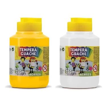 Imagem de Kit 2 TEMPERA GUACHE Acrilex 250ml - AMARELO e BRANCO 02025