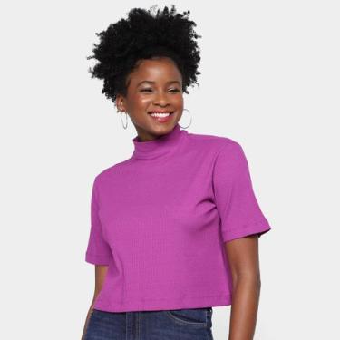 Imagem de Cropped Canelado All's Gola Alta Feminino, Roxo, P