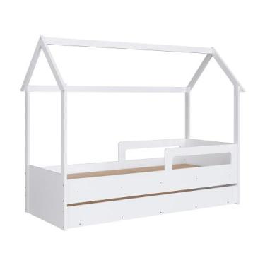 Imagem de Cama Infantil Montessoriana c/ Cama Auxiliar Branco Completa Móveis