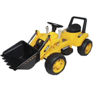 Imagem de Mini Carro Trator Escavadeira Elétrico 12V Infantil Criança Bateria Br
