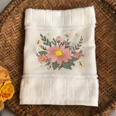 Imagem de Toalha de mão Lavabo bordada Lembrancinha Floral Flor Una - Döhler, Az