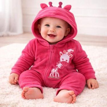 Imagem de Macacão Infantil Plush Bebê Fantasia Manga E Capuz Temático - - BEBE E